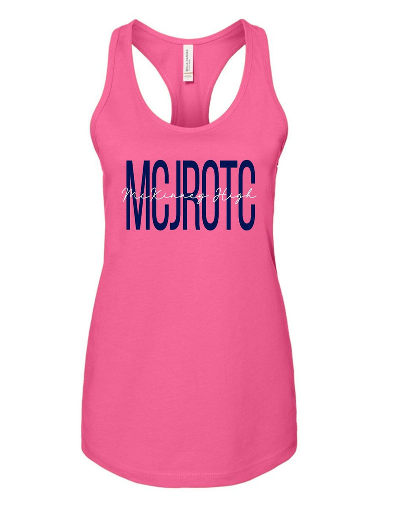 McKinney High JROTC Bella Canvas Charity Pink Script Tank