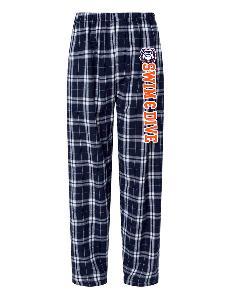 North Swim Boxercraft Navy & White Plaid Flannel PJ Pant with Printed Leg