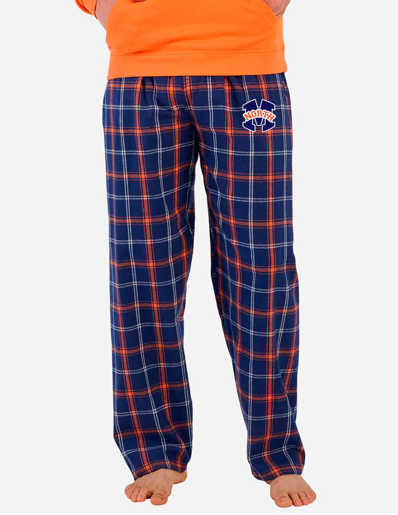 North Swim Boxercraft Navy & Orange Plaid Flannel PJ Pant with Embroidered Logo