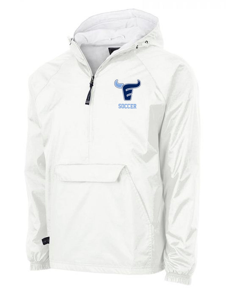 Emerson Soccer All White Charles River All-Weather Pullover with Embroidered Logo