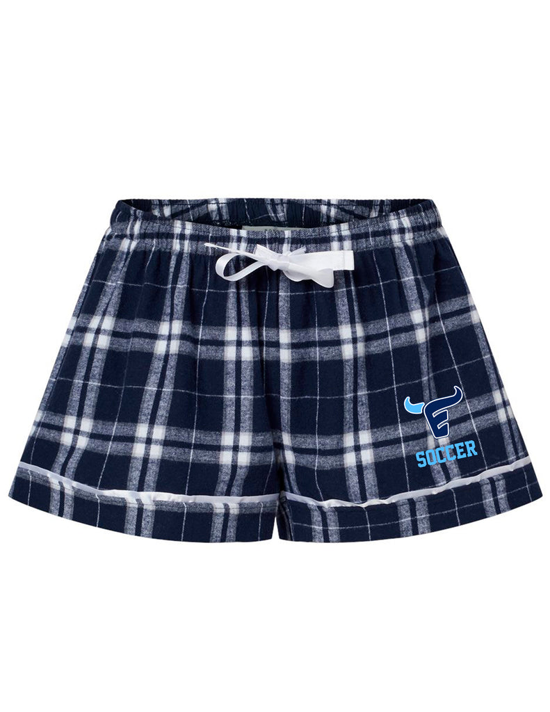 Emerson Soccer Boxercraft Ladies Navy & White Plaid Embroidered PJ Shorts
