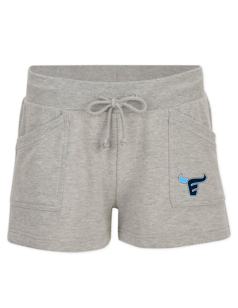 Emerson Soccer Boxercraft Oxford Gray Safari Women's Fleece Shorts w Printed Logo