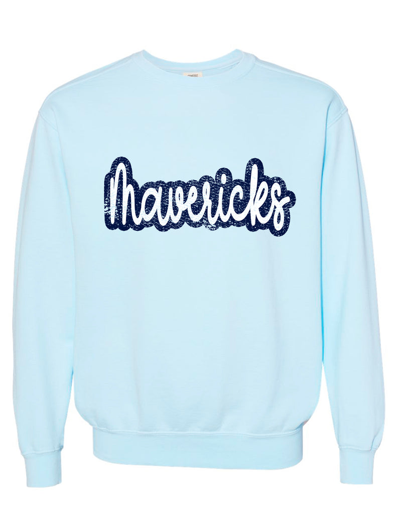 Emerson Soccer Comfort Colors Chambray Script Design Crewneck Sweatshirt