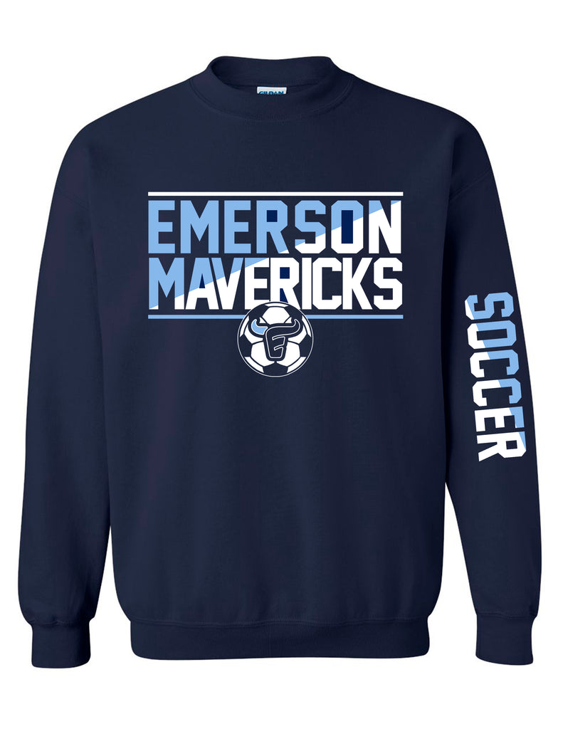 Emerson Soccer Navy Slant Ball Design Crewneck Sweatshirt