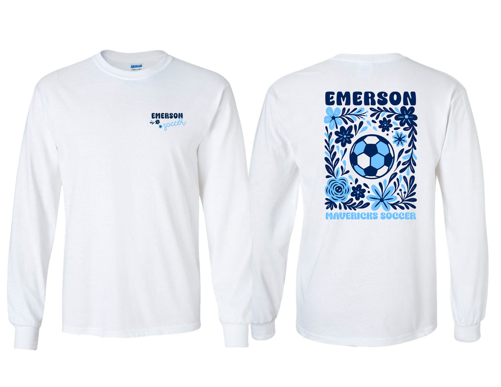 Emerson Soccer White Retro Floral Frocket Long Sleeve Tee