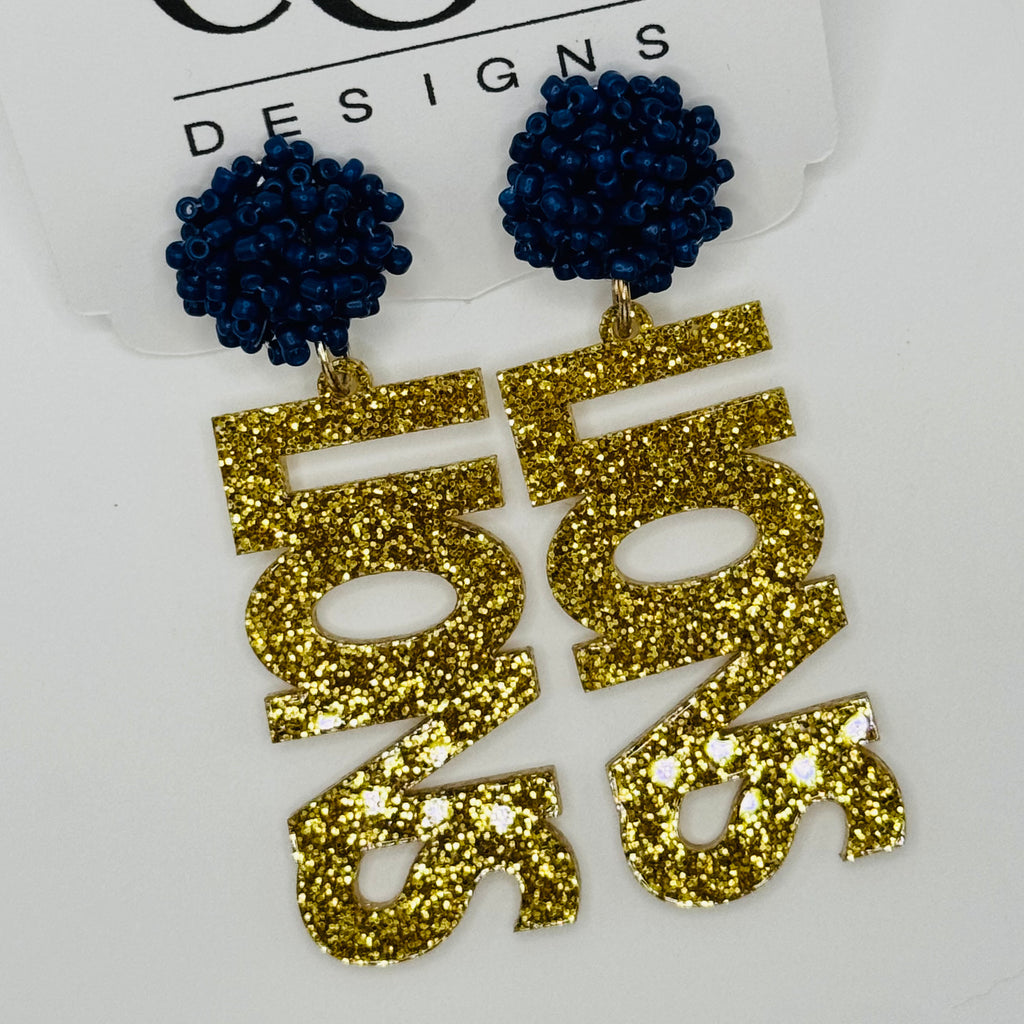 McKinney High Cheer Laser Cut Glitter LIONS Earrings