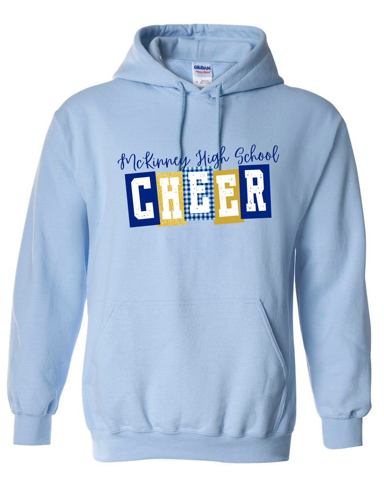 McKinney High Cheer Light Blue Block Pattern CHEER Hoodie