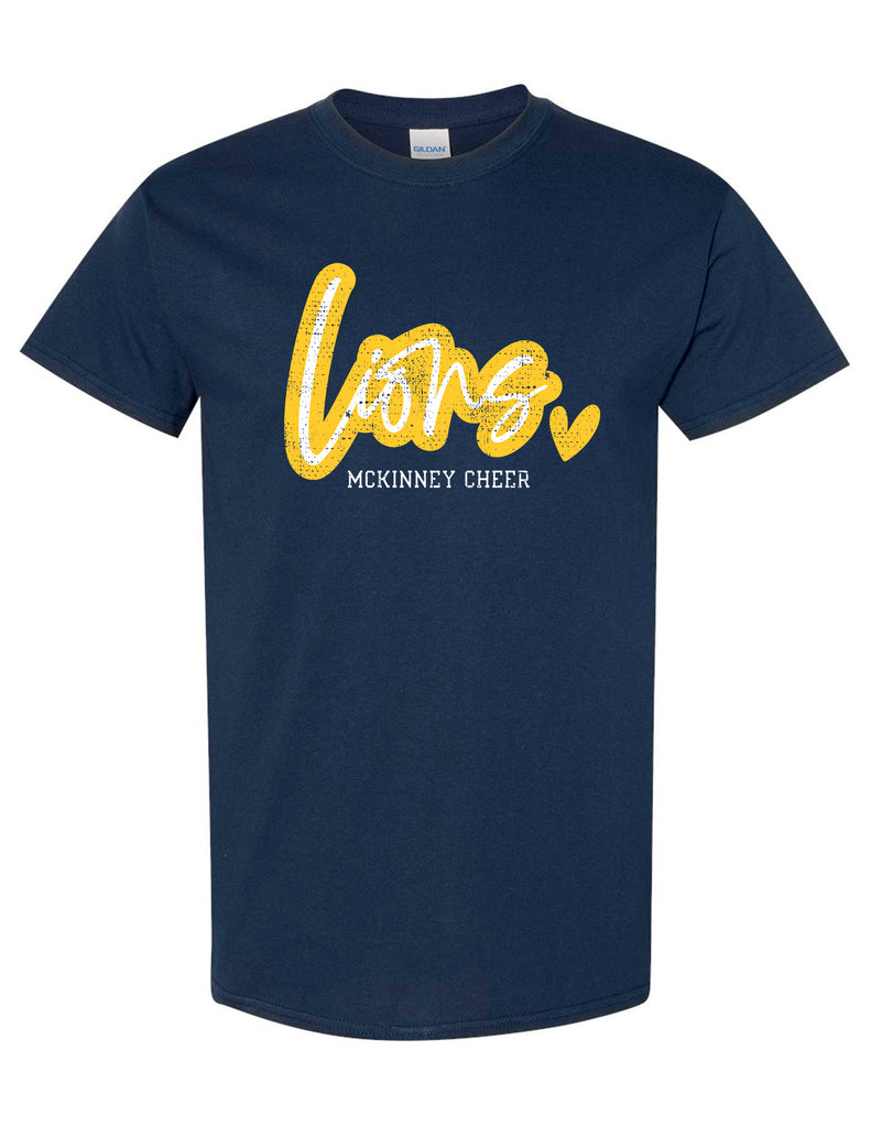 McKinney High Cheer Lions Script Navy Tee