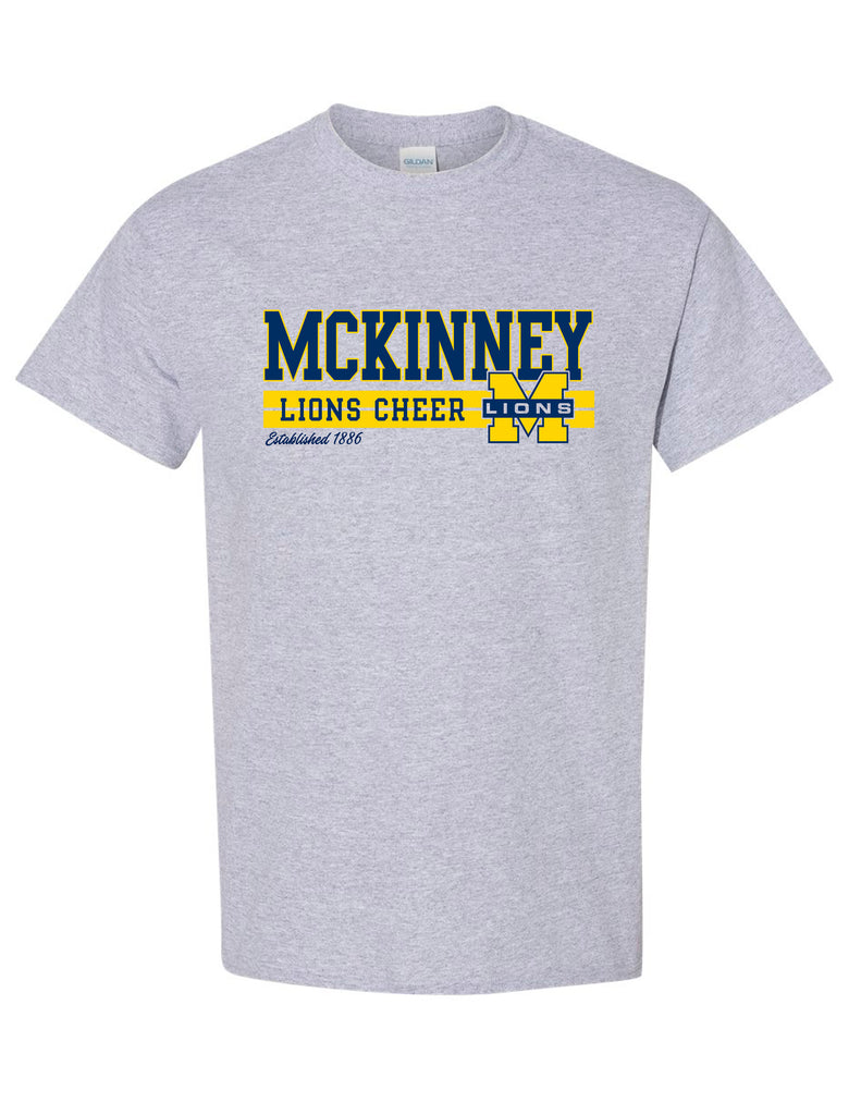 McKinney High Cheer Sports Gray Stripe Design Tee
