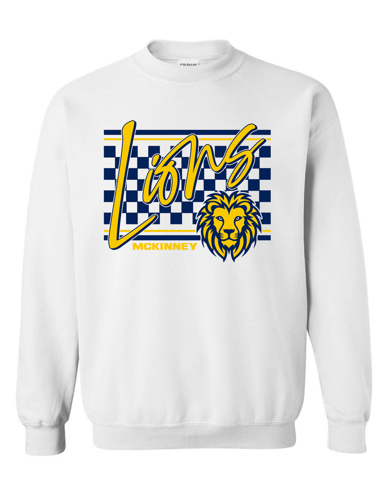 McKinney High Cheer White Checker Script Crewneck Sweatshirt