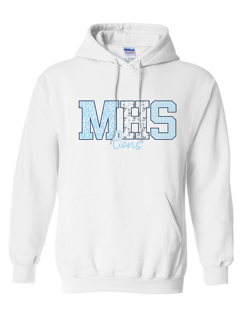 McKinney High Cheer White MHS Pattern Lions Hoodie