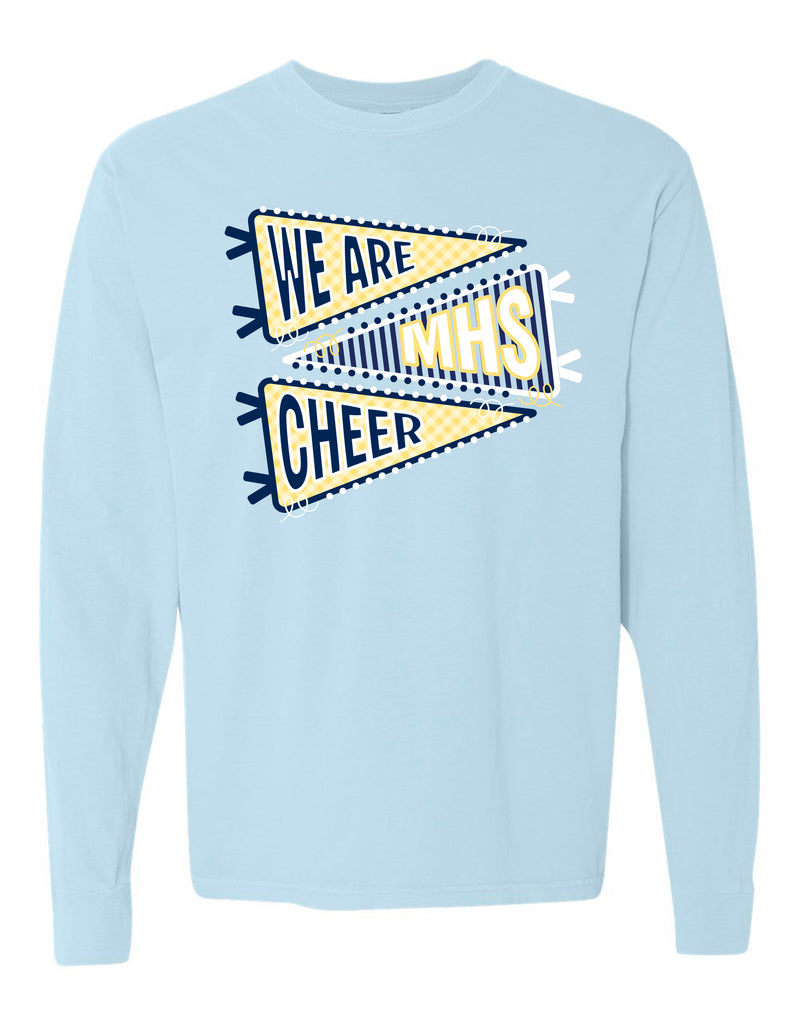 McKinney High Cheer Comfort Colors Chambray Pennant Trio Long Sleeve Tee