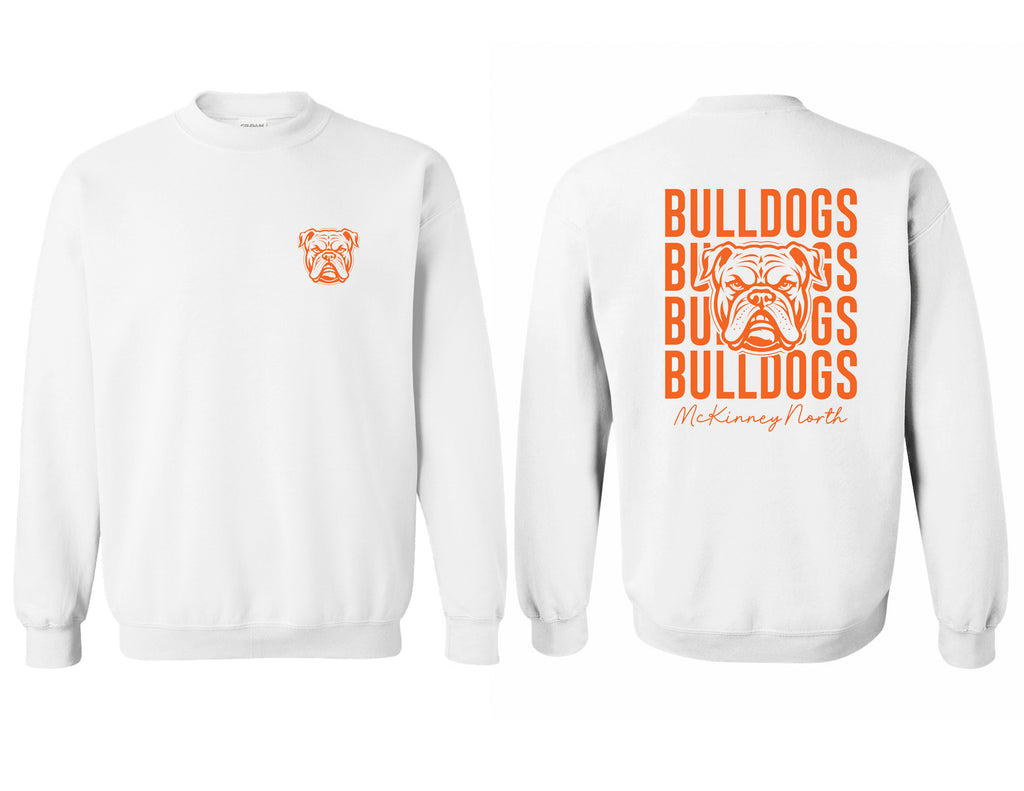 North Swim White Stacked Bulldog Design Crewneck