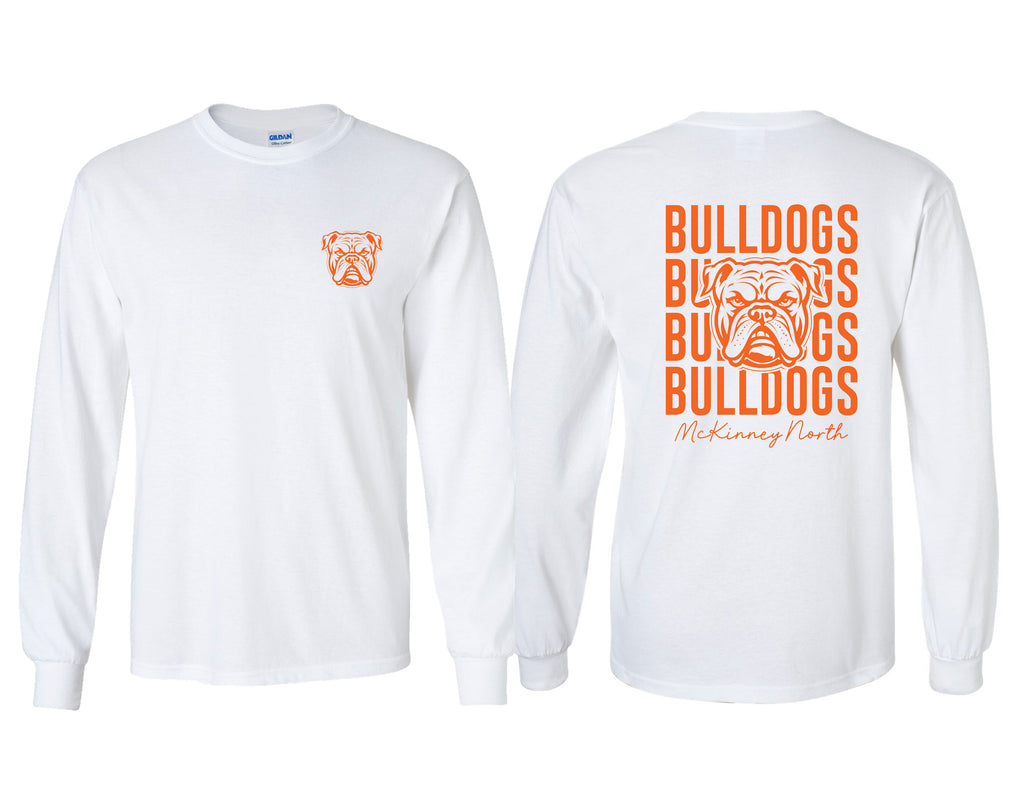 North Swim White Stacked Bulldog Design LS Tee