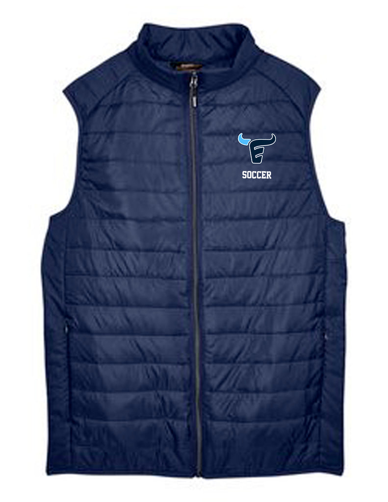 Emerson Soccer Packable Unisex Puffy Vest with Embroidered Logo
