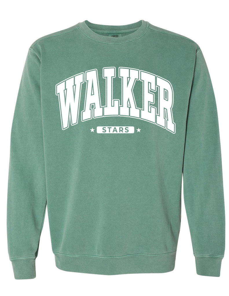 Walker Elementary Comfort Colors Light Green Oversized Print Design Crewneck Sweatshirt