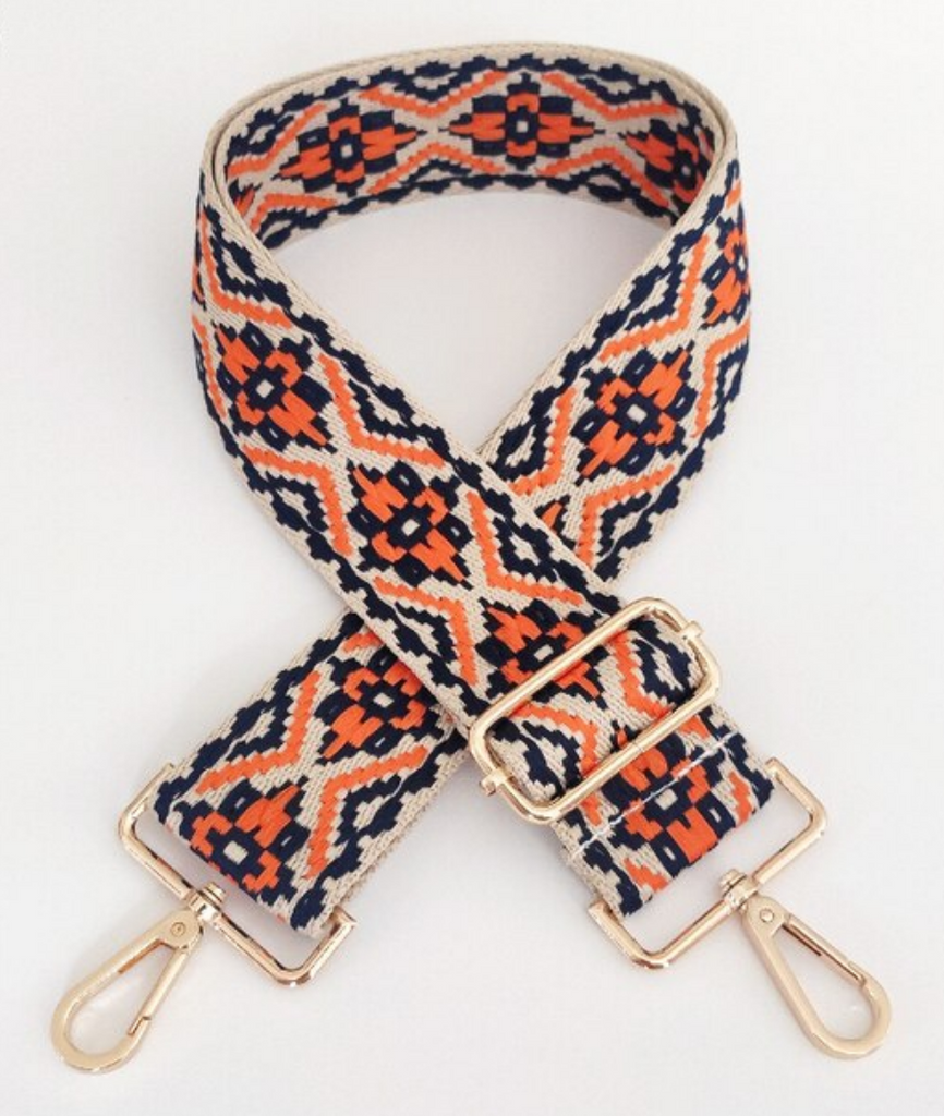 North Soccer Navy Orange Natural Embroidered Purse Strap