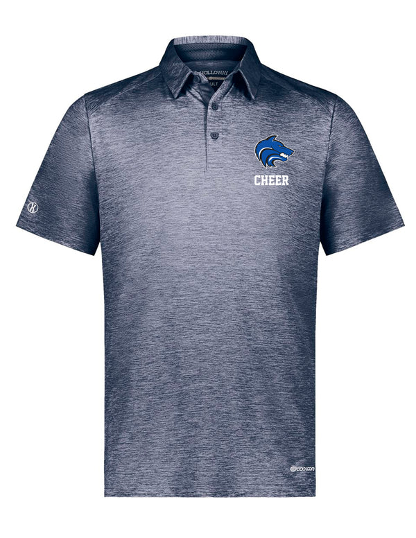Plano West Cheer Holloway Heathered Navy Polo with Embroidered Logo CHEER