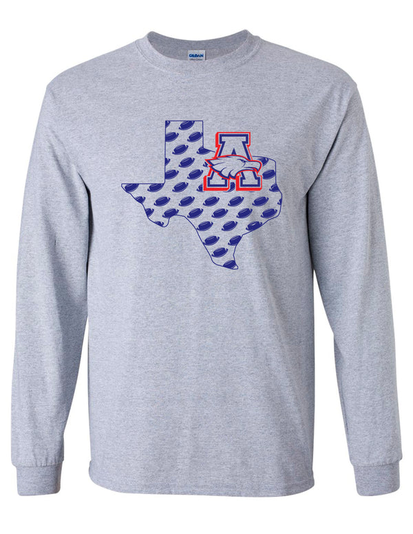 Allen Cheer Gildan Sports Gray Texas w/ Logo Long Sleeve Tee