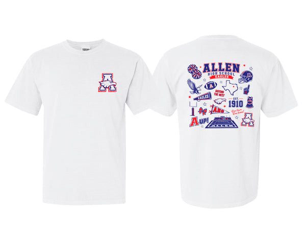 Allen Cheer Comfort Color White Frocket Icon Short Sleeve Tee