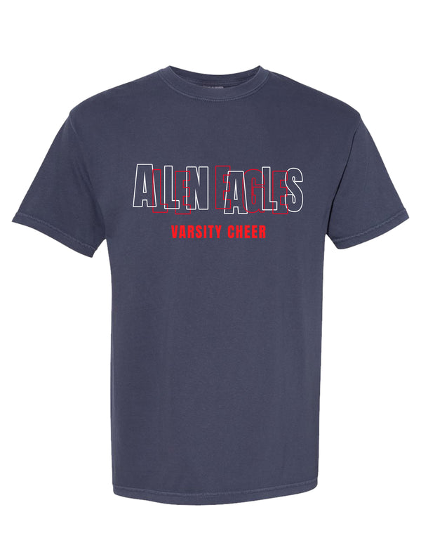 Allen Cheer Comfort Color Navy Intertwined Letters Short Sleeve Tee