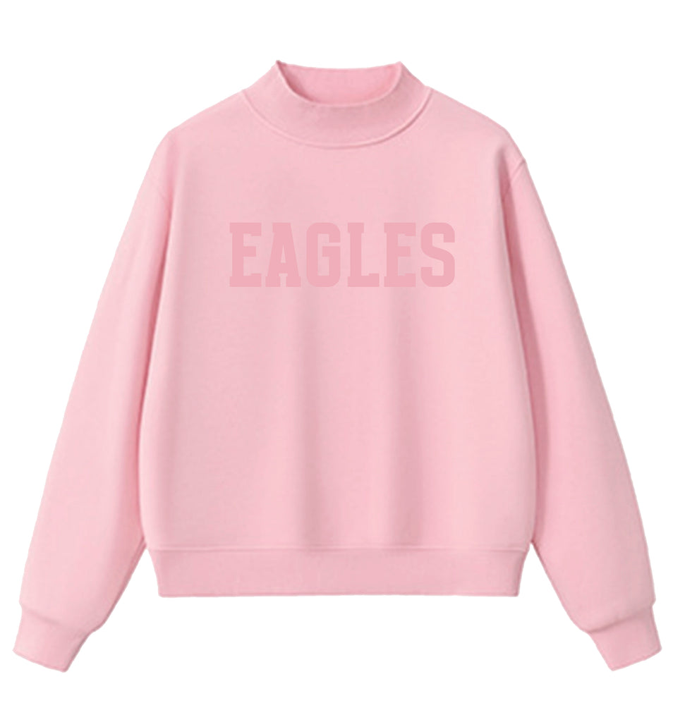 Allen Cheer Pink Mock Neck Tone on Tone Embroidery