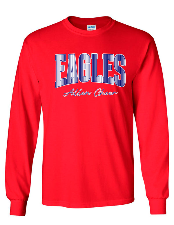 Allen Cheer Gildan Red Pinstripe Eagles Long Sleeve Tee