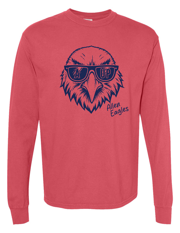 Allen Cheer Comfort Color Crimson Sketch Long Sleeve Tee