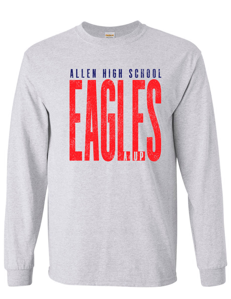 Allen Cheer Gildan Ash Gray Tall Distressed Long Sleeve Tee