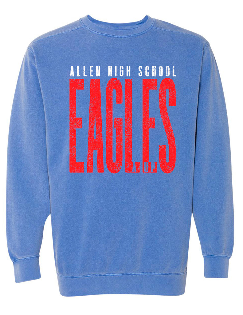 Allen Cheer Comfort Color Flo Blue Tall Distressed Crewneck