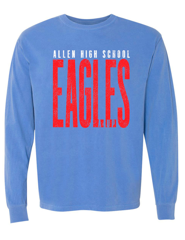 Allen Cheer Comfort Color Flo Blue Tall Distressed Long Sleeve Tee