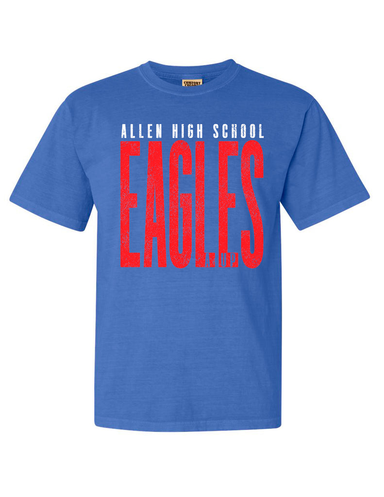 Allen Cheer Comfort Color Flo Blue Tall Distressed Short Sleeve Tee