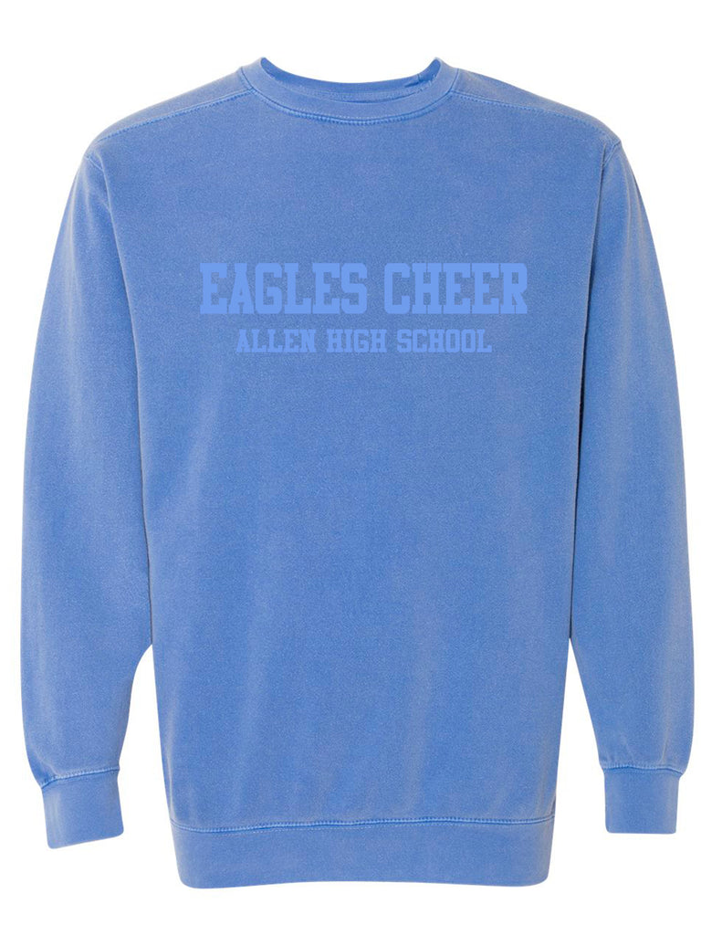 Allen Cheer Flo Blue Comfort Color Embroidered Tone on Tone Crewneck