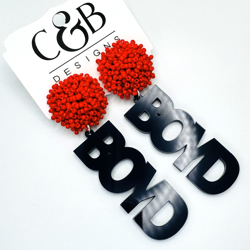 Boyd Football Seed Bead and Translucent Acrylic BOYD Earrings