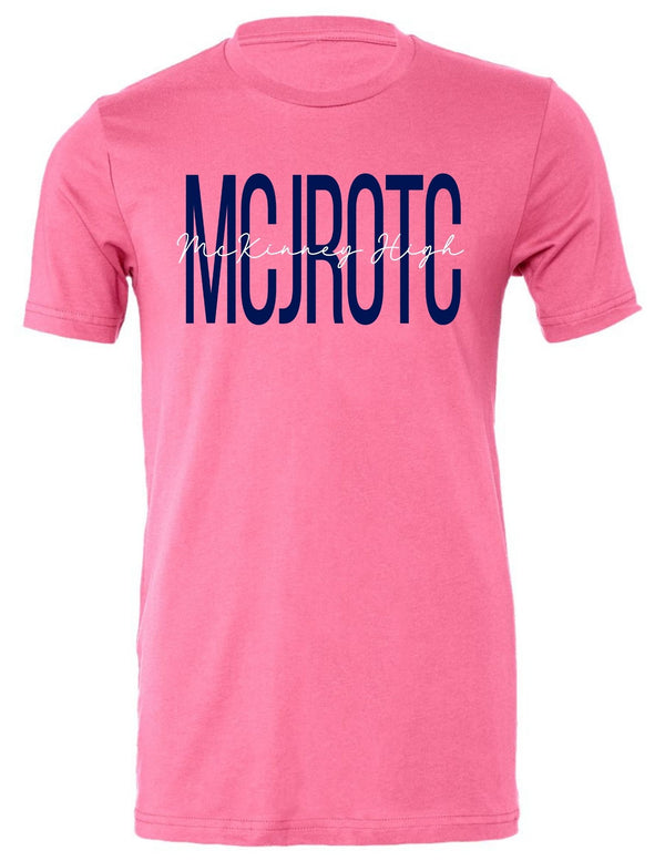 McKinney High JROTC Bella Canvas Charity Pink Script T-Shirt