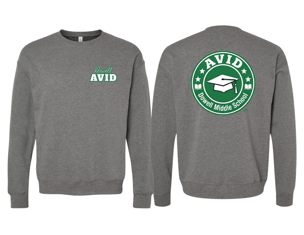 Dowell AVID Bella Canvas Deep Heather Gray Crewneck Sweatshirt