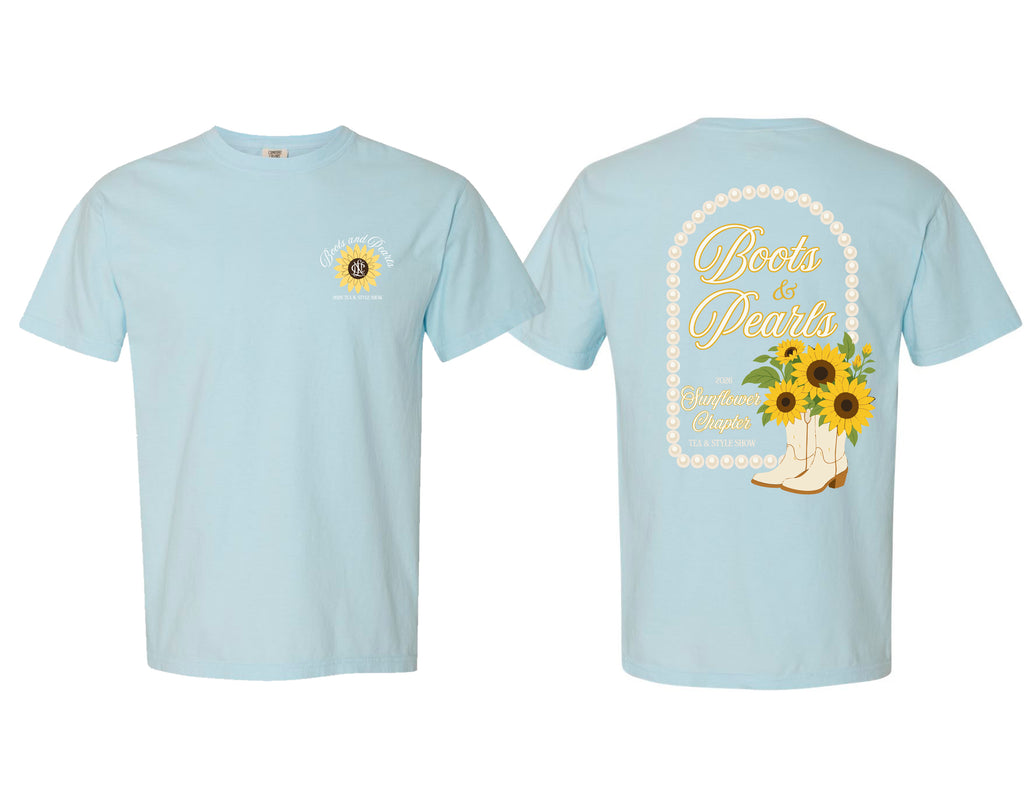 NCL Sunflower Boots and Pearls 2026 Event Comfort Colors Chambray T-shirt