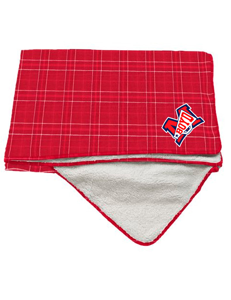 Boyd Cheer Boxercraft Flannel and Sherpa Embroidered Blanket