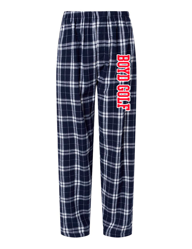 Boyd Golf Boxercraft Unisex Navy Plaid Flannel Pamaja Pant with Printed Leg
