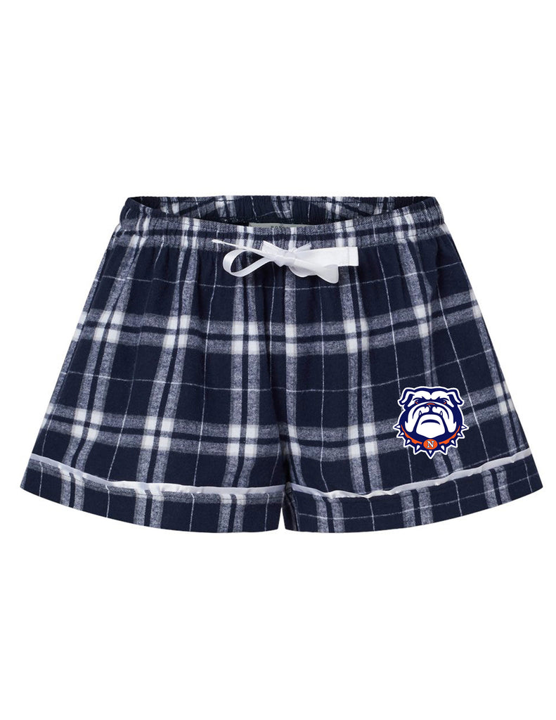 North Soccer Boxercraft Navy Plaid Embroidered Women's PJ Shorts