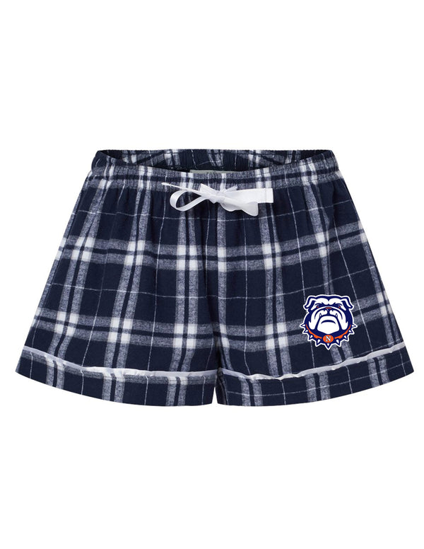 North Soccer Boxercraft Navy Plaid Embroidered Women's PJ Shorts