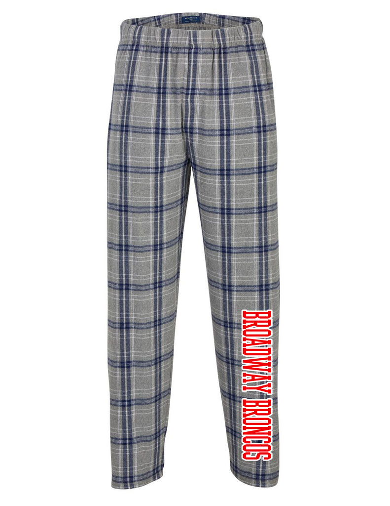 Broadway Broncos Boxercraft Unisex Oxford Navy Plaid Printed PJ Pants