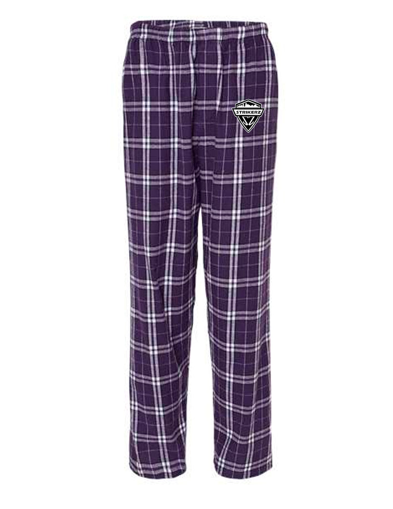 Strikerz Boxercraft Flannel Pajama Pants Purple Plaid with Embroidery