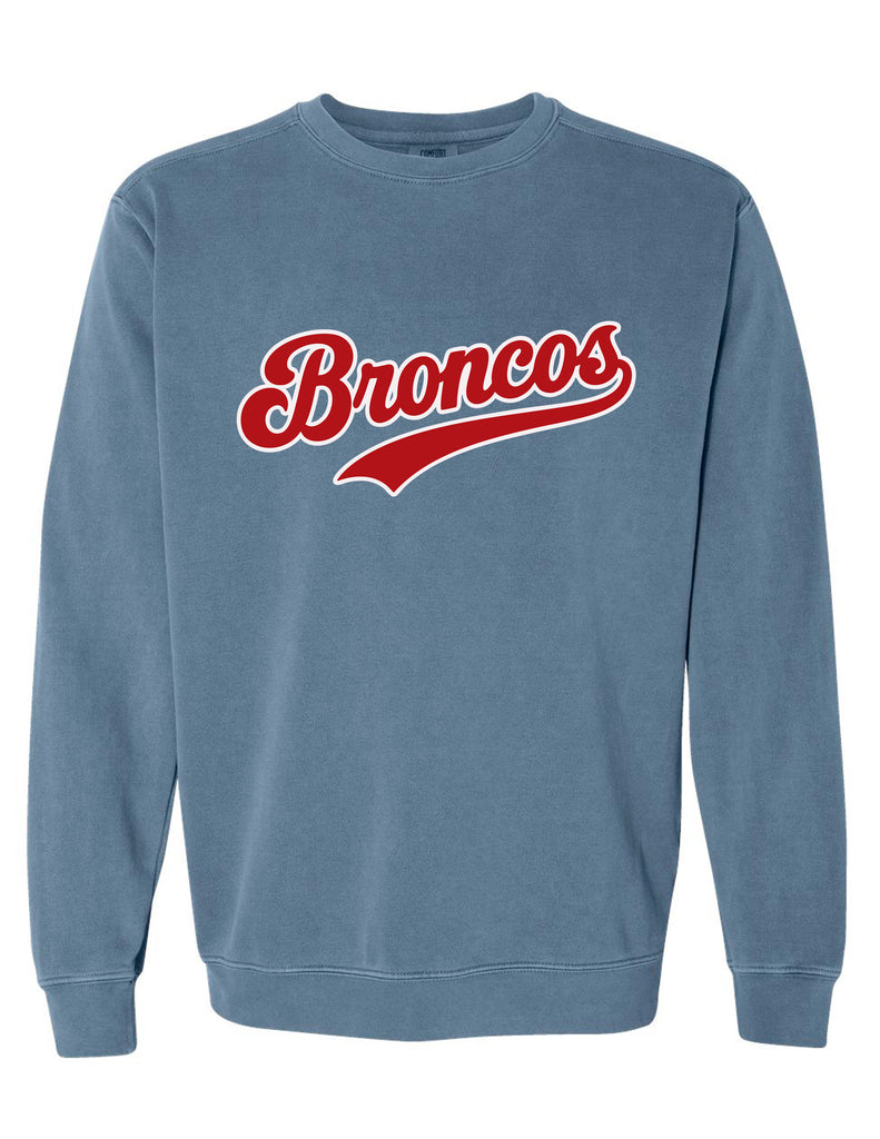 Boyd Cheer Comfort Color Blue Jean Broncos Crewneck Sweatshirt