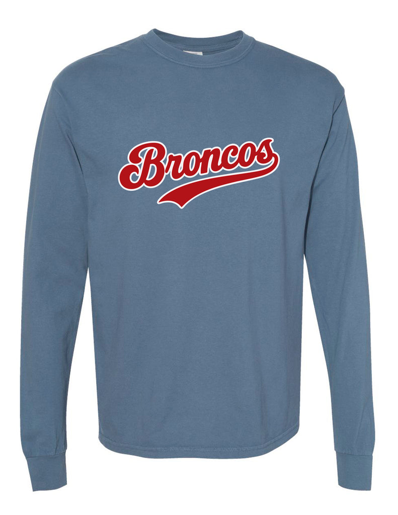 Boyd Cheer Comfort Color Blue Jean Broncos Long Sleeve T-Shirt