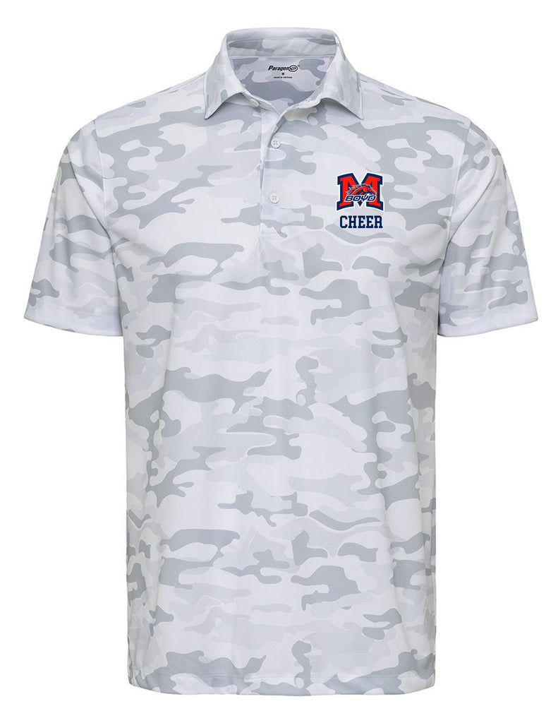 Boyd Cheer Paragon Camo Polo White w/ Embroidery LOGO & CHEER
