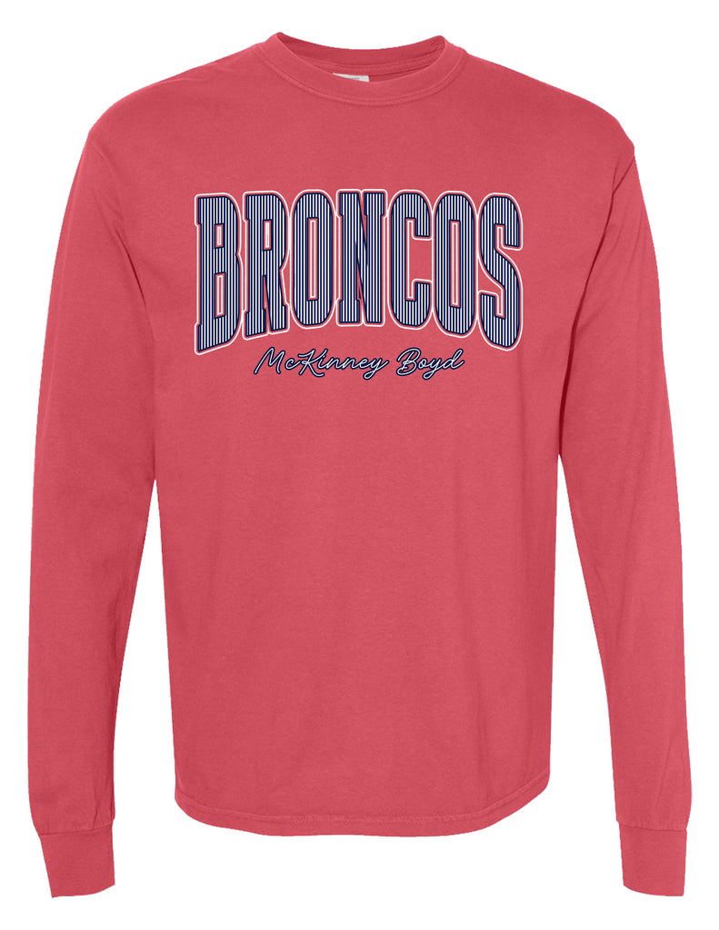 Boyd Cheer Comfort Color Crimson Pinstripe Design Long Sleeve T-Shirt