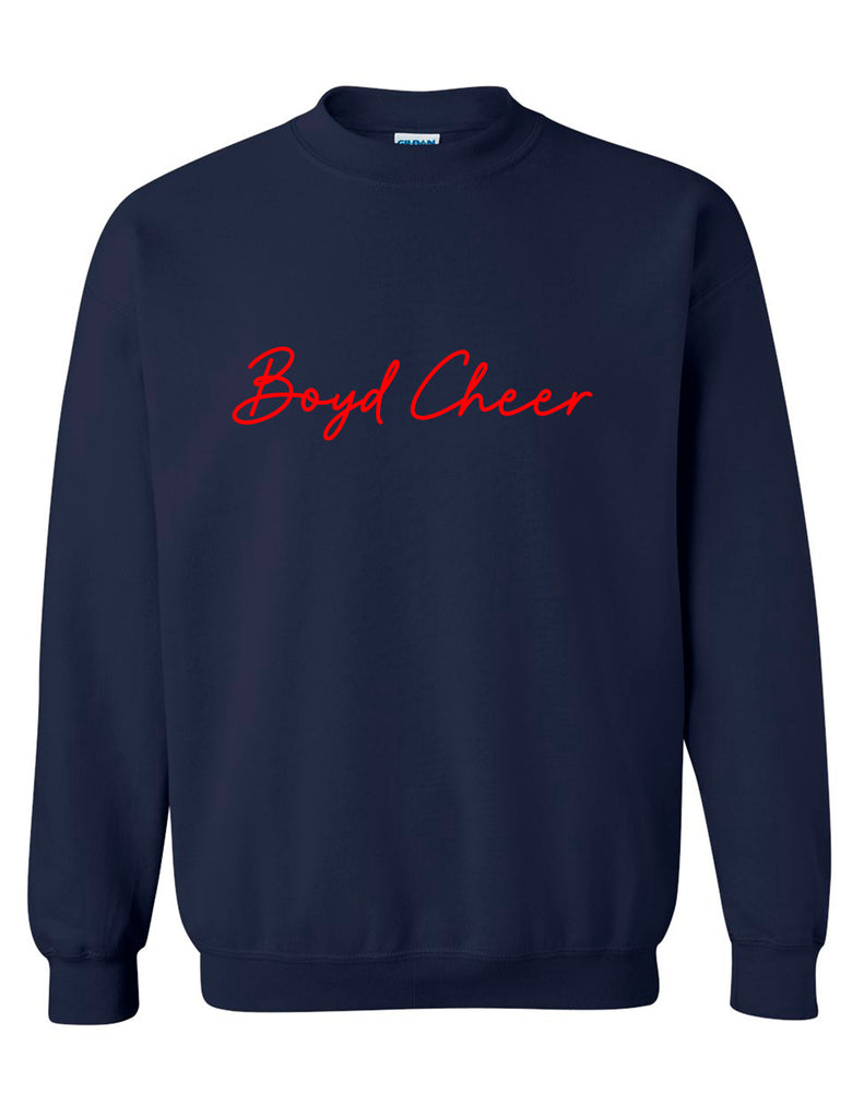Boyd Cheer Gildan Navy Embroidery Crewneck Sweatshirt