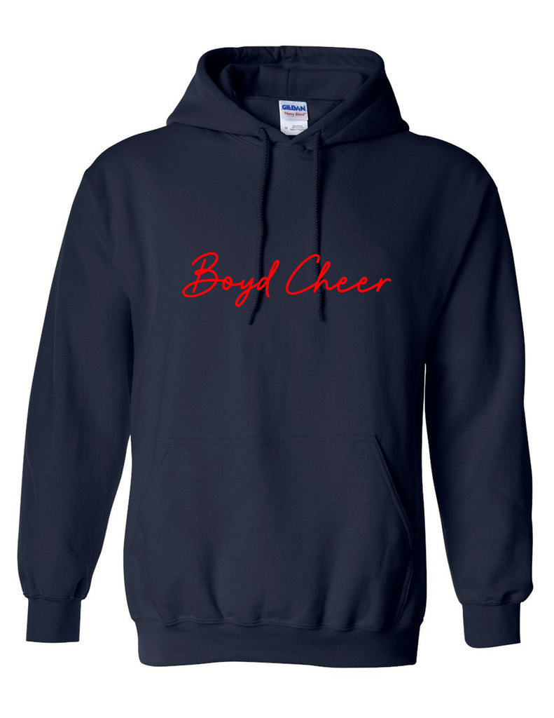 Boyd Cheer Gildan Navy Embroidery Hoodie