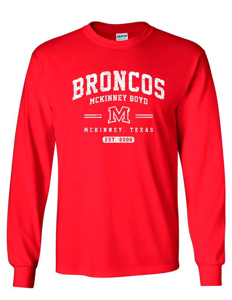 Boyd Cheer Red Simple Design Gildan Long Sleeve Shirt